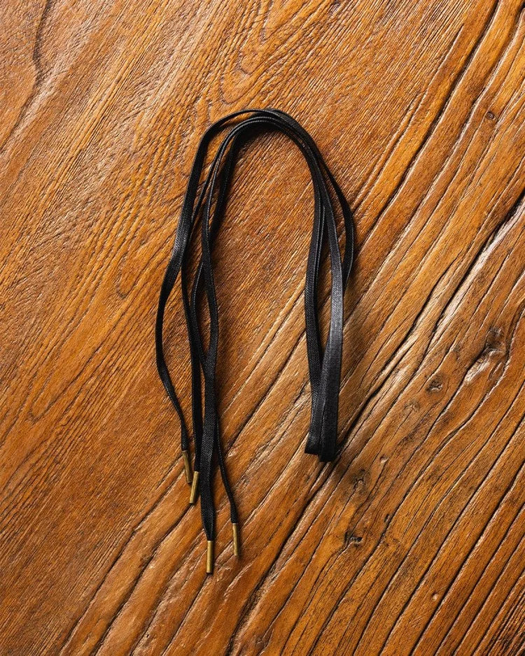 Waxed Black Flat Shoelace 【lacraft X HOAX】